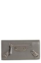 Women's Balenciaga Metallic Edge Money Leather Wallet - Grey