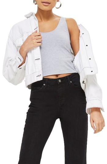 Women's Topshop Lil Stretch Crop Tank Us (fits Like 0-2) - Grey