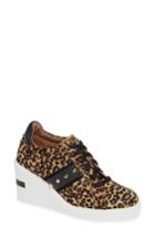 Women's Linea Paolo Kesha Ii Studded Genuine Calf Hair Wedge Sneaker M - Beige
