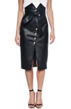 Women's Bardot Faux Leather Pencil Skirt - Black