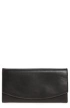 Women's Skagen Leather Continental Flap Wallet - Black
