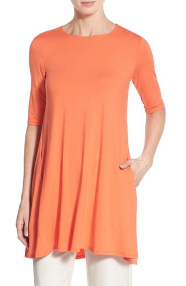 Women's Eileen Fisher Lightweight Jersey Round Neck Tunic