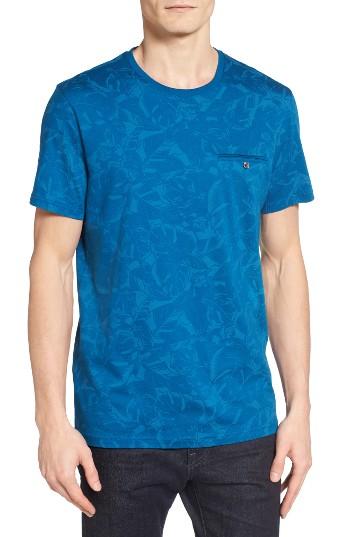 Men's Ted Baker London Flowby Floral T-shirt (s) - Blue/green