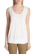 Women's Lafayette 148 New York Sheer Trim Matte Crepe Tank - White