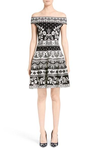 Women's Alexander Mcqueen Floral Jacquard Knit Dress - Black