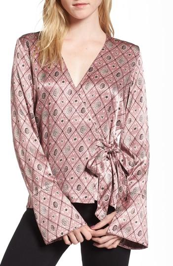Women's Chelsea28 Satin Wrap Blouse, Size - Pink