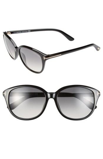 Women's Tom Ford 'karmen' 57mm Sunglasses - Black/ Grey/ Ochre Lenses