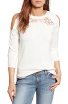 Women's Halogen Lace Detail Cold Shoulder Sweater - Ivory