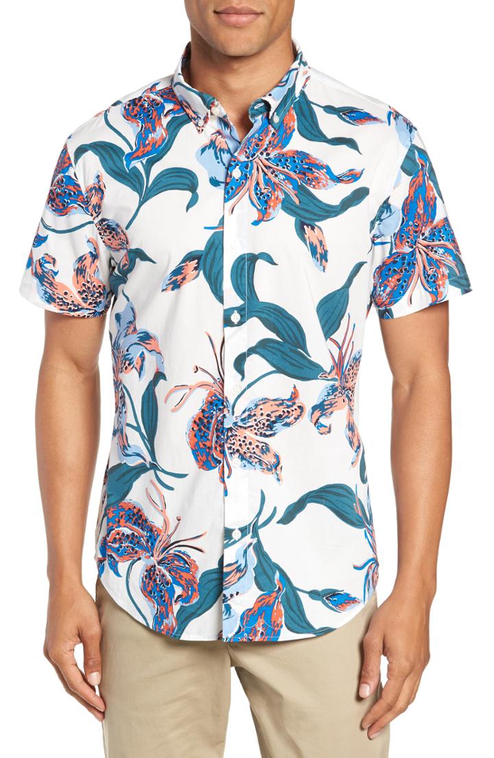 Men's Bonobos Riviera Slim Fit Floral Sport Shirt - Blue