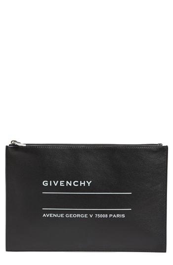 Givenchy Medium Iconic Address Lambskin Pouch - Black