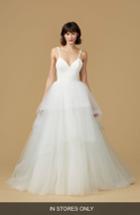 Women's Nouvelle Amsale Mischa Strappy Tulle Ballgown, Size - Ivory