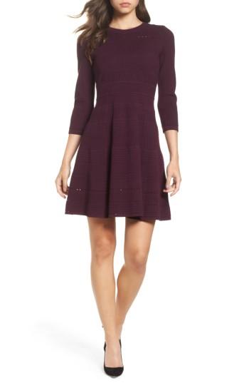 Women's Eliza J Fit & Flare Sweater Dress - Burgundy