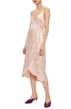 Women's Topshop Jacquard Plunge Neck Wrap Dress Us (fits Like 0) - Pink