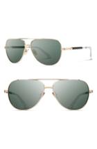 Men's Shwood 'redmond' 58mm Titanium & Wood Sunglasses - Gold/ Ebony/ Grey