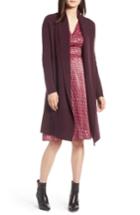 Women's Halogen Long Ribbed Cashmere Cardigan /small - Burgundy