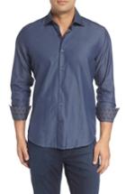 Men's Stone Rose Slim Fit Diamond Jacquard Sport Shirt (s) - Blue