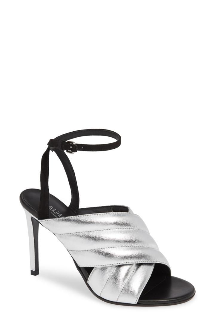 Women's Balmain Janel Quilted Sandal Us / 35eu - Metallic