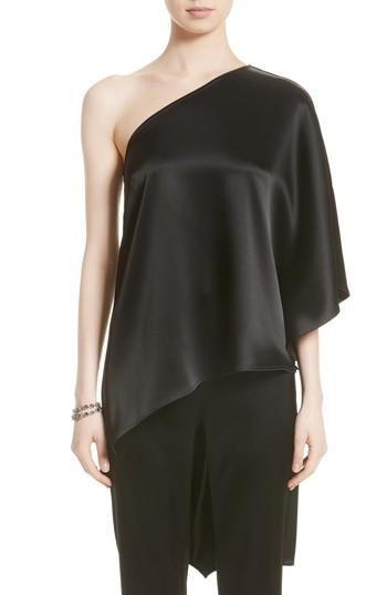 Women's St. John Collection Drape Liquid Satin One-shoulder Top