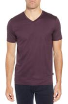 Men's Boss Teal Slim Fit V-neck T-shirt, Size - Purple