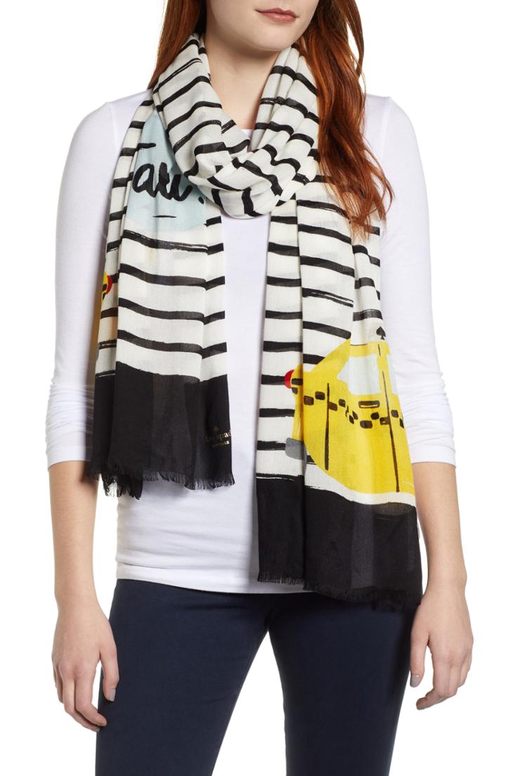 Women's Kate Spade New York Taxi Stripe Scarf, Size - White
