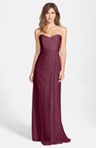 Women's Amsale Strapless Crinkle Chiffon Gown - Red