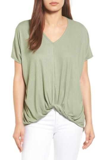 Women's Bobeau Twist Front V-neck Tee - Green