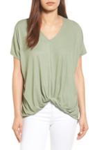 Women's Bobeau Twist Front V-neck Tee - Green