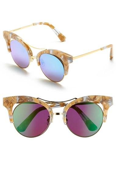 Women's Gentle Monster 52mm Retro Sunglasses - Brown/ Bright Blue Mirror