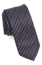 Men's Boss Diagonal Stripe Silk Skinny Tie, Size - Blue