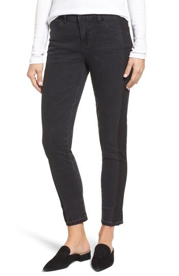 Petite Women's Wit & Wisdom Tuxedo Stripe Skinny Jeans P - Grey