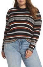 Women's Bp. Lettuce Edge Ribbed Stripe Sweater