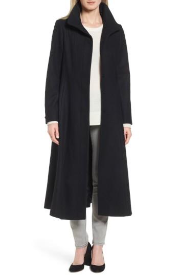 Women's Gallery Full Length Wool Blend Coat - Black
