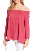 Petite Women's Caslon Off The Shoulder Linen Knit Top P - Pink