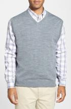 Men's Cutter & Buck 'douglas' Merino Wool Blend V-neck Sweater Vest, Size - Metallic (online Only)