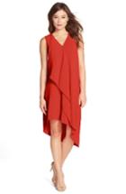 Women's Adrianna Papell Ruffle Front Crepe High/low Dress - Orange
