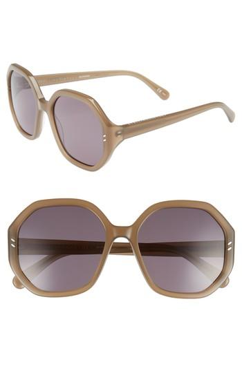 Women's Stella Mccartney 56mm Hexagonal Sunglasses - Mud