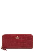 Women's Kate Spade New York Murray Street - Lindsey Croc Embossed Leather Wallet - Red