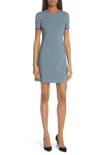 Women's Theory Jatinn Hexagonal Print Stretch Wool Sheath Dress - Blue