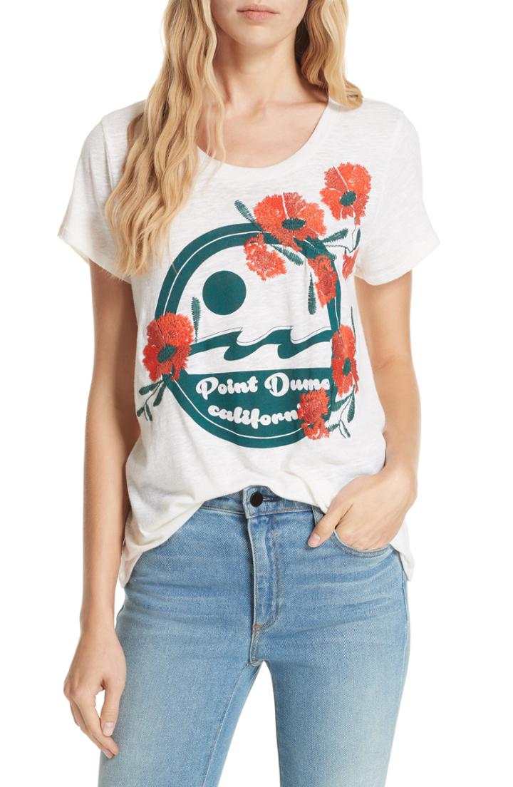 Women's Dolan Point Dume Embroidered Tee - Ivory