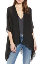 Women's Treasure & Bond Lace Trim Ruana, Size - Black