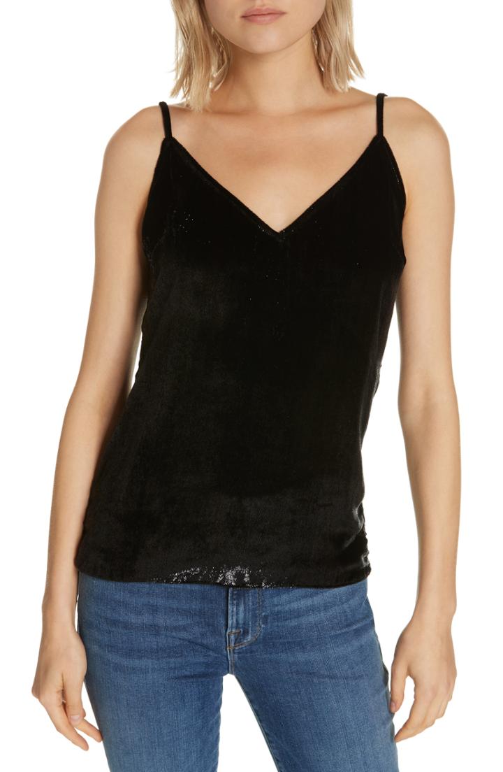 Women's Frame Metallic Velvet Camisole - Black