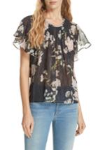 Women's Dolan Effie Pintucked Flutter Sleeve Blouse - Black