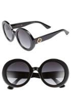 Women's Gucci 52mm Round Sunglasses - Black