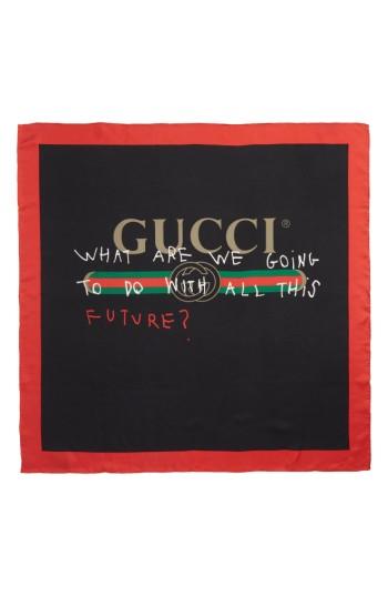Women's Gucci Coco Capitan Print Silk Scarf, Size - Black