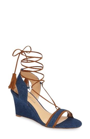 Women's Daya By Zendaya Mesa Ankle Wrap Wedge Sandal M - Blue