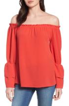 Women's Bobeau Tiered Bell Sleeve Off The Shoulder Top - Red