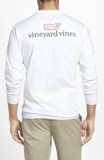 Men's Vineyard Vines Logo Pocket Long Sleeve Crewneck T-shirt, Size - White
