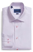 Men's David Donahue Trim Fit Check Dress Shirt - 36/37 - Blue