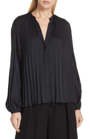 Women's Vince Chevron Pleat Blouse - Blue