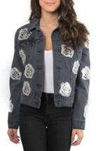 Women's Bagatelle Rose Denim Jacket - Grey